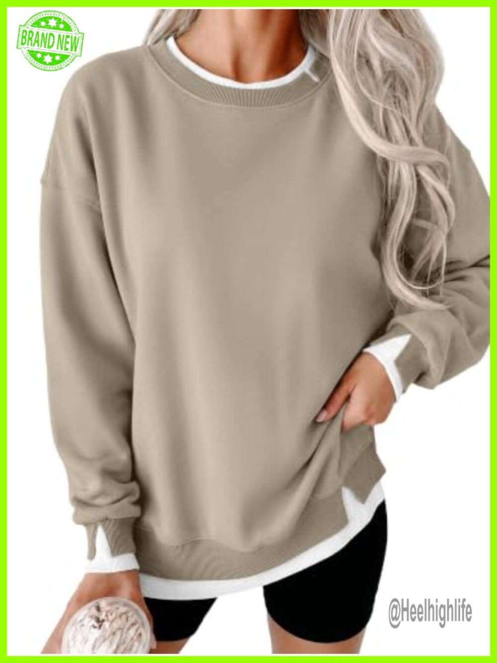 Oversized Crew Neck Pullover Sweatshirt Brushed Fleece Tunic